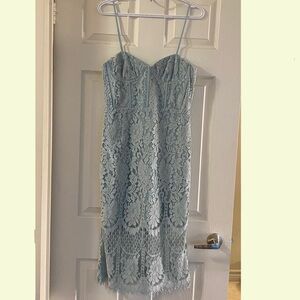 BARDOT Lace Spaghetti-Strap Sheath Dress in Light Blue